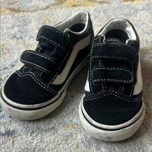 Vans Kids Black and White Velcro Skate Sneakers